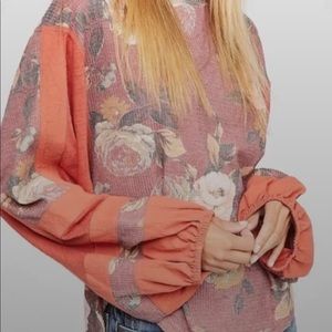 Free People Flower Patch Floral Thermal Top. Size Small